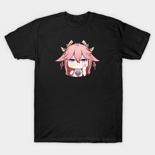 Chibi Yae Miko Genshin Impact middle finger T-Shirt